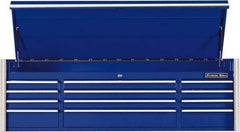 EXTREME TOOLS - 12 Drawer Top Tool Chest - 72" Wide x 25" Deep x 22-1/4" High, Steel, Blue - USA Tool & Supply