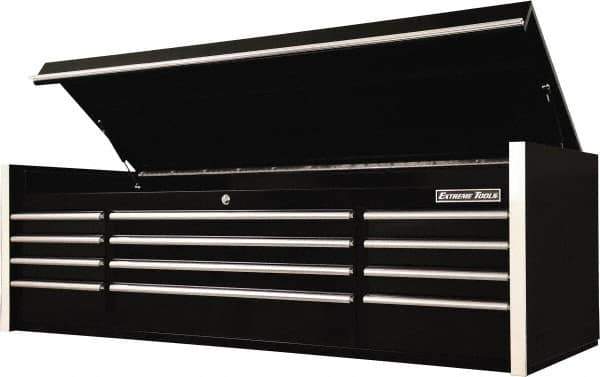 EXTREME TOOLS - 8 Drawer Top Tool Chest - 72" Wide x 25" Deep x 22-1/4" High, Steel, Black - USA Tool & Supply