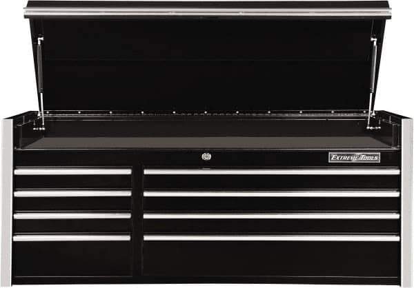 EXTREME TOOLS - 10 Drawer Top Tool Chest - 54-5/8" Wide x 25" Deep x 22-1/4" High, Steel, Black - USA Tool & Supply