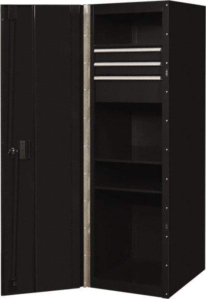 EXTREME TOOLS - 3 Drawer Side Tool Locker - 19" Wide x 61" Deep x 25" High, Steel/Aluminum, Black - USA Tool & Supply