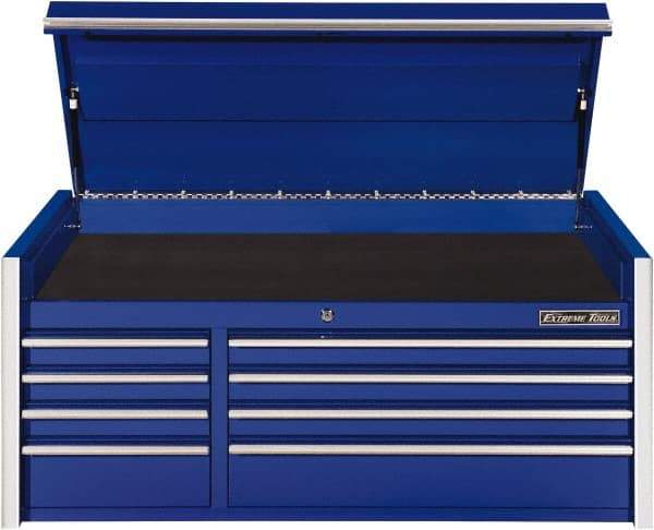 EXTREME TOOLS - 8 Drawer Top Tool Chest - 54-5/8" Wide x 25" Deep x 22-1/4" High, Steel, Blue - USA Tool & Supply