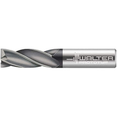 Walter-Prototyp - 12.7mm, 25mm LOC, 12.7mm Shank Diam, 88.9mm OAL, 4 Flute, Solid Carbide Square End Mill - TiAlN Finish, 30° Helix, Right Hand Cut, Right Hand Flute, Series MC111.A-4-D - USA Tool & Supply