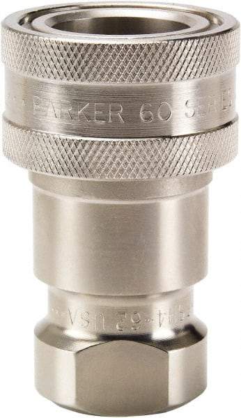 Parker - 9/16-18 SAE ORB 316 Stainless Steel Hydraulic Hose Female Straight Thread Coupler - 2,000 psi, 3 GPM, Series 60 - USA Tool & Supply