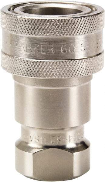 Parker - 1/4 NPTF 316 Stainless Steel Hydraulic Hose Female Pipe Thread Coupler - 2,000 psi, 3 GPM - USA Tool & Supply