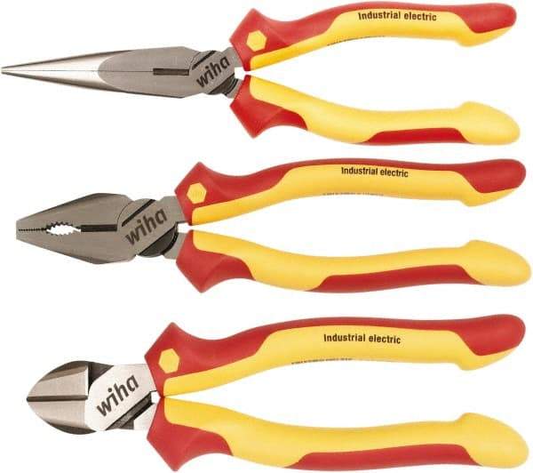 Wiha - 3 Piece Insulated Pliers & Cutters - Comes in Vinyl Pouch - USA Tool & Supply