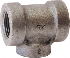 Made in USA - Size 2 x 1 x 2", Class 125, Cast Iron Black Pipe Reducing Tee - 175 psi, FPT End Connection - USA Tool & Supply