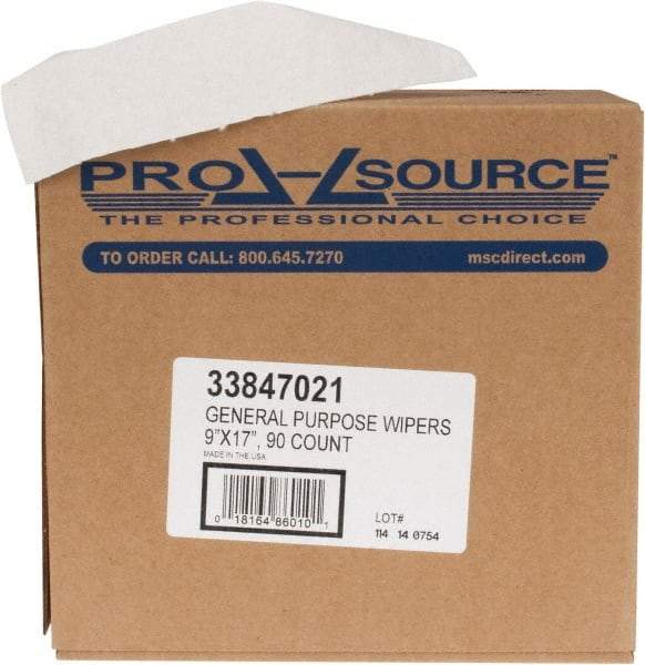 PRO-SOURCE - Dry General Purpose Wipes - Pop-Up, 17" x 9" Sheet Size, White - USA Tool & Supply