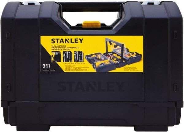 Stanley - 15 Compartment 1 Tray Tool Organizer - 9" Wide x 18-7/8" Deep x 12" High, Plastic, Black/Yellow - USA Tool & Supply