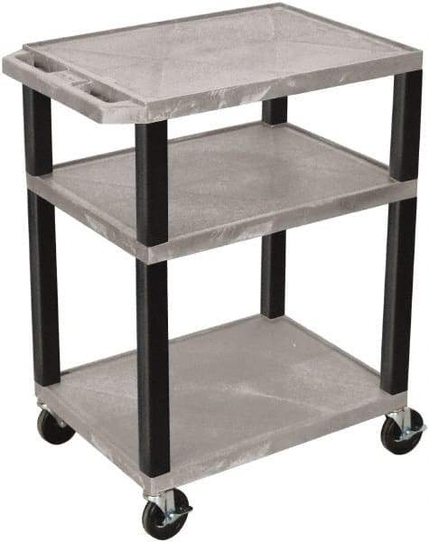 Luxor - 300 Lb Capacity, 24" Wide x 18" Long x 34" High Standard Utility Cart - 3 Shelf, Plastic - USA Tool & Supply