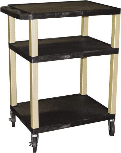 Luxor - 300 Lb Capacity, 24" Wide x 18" Long x 34" High Standard Utility Cart - 3 Shelf, Plastic - USA Tool & Supply