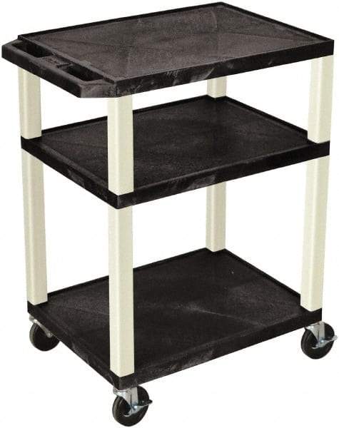 Luxor - 300 Lb Capacity, 24" Wide x 18" Long x 34" High Standard Utility Cart - 3 Shelf, Plastic - USA Tool & Supply