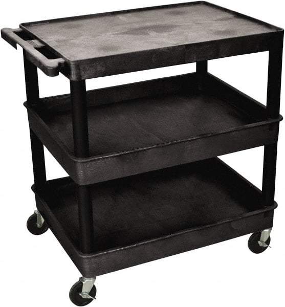 Luxor - 300 Lb Capacity, 24" Wide x 18" Long x 36" High Shelf Cart - 3 Shelf, Plastic - USA Tool & Supply