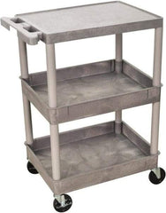 Luxor - 300 Lb Capacity, 24" Wide x 18" Long x 36" High Shelf Cart - 3 Shelf, Plastic - USA Tool & Supply