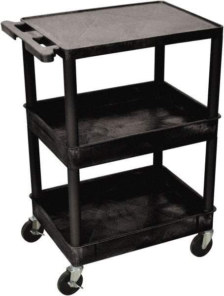 Luxor - 300 Lb Capacity, 24" Wide x 18" Long x 36" High Shelf Cart - 3 Shelf, Plastic - USA Tool & Supply