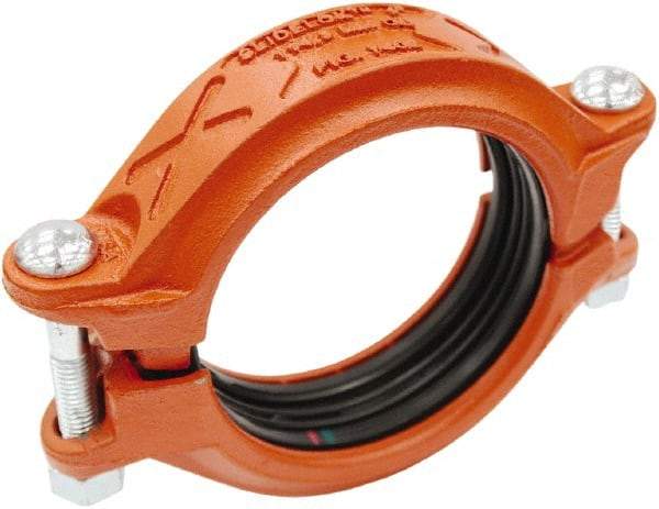 Made in USA - Size 2-1/2", Class 150, Malleable Iron Orange Pipe Coupling - 300 psi, Grooved End Connection - USA Tool & Supply