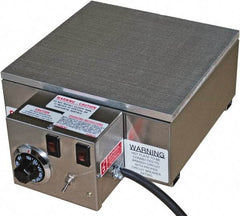 Valad Electric Heating - 12" Long x 12 Wide x 6" High, 110/120 Volt Hot Plate - 100 to 550°F, 1 Burner, Aluminum Plate, 1500 Watt, 13.6 Amps, 304 Stainless Steel Base - USA Tool & Supply