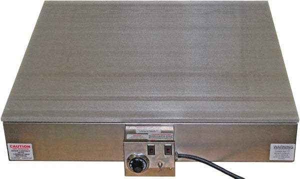 Valad Electric Heating - 36" Long x 27 Wide x 7" High, 220 Volt Hot Plate - 100 to 550°F, 1 Burner, Aluminum Plate, 4000 Watt, 18.2 Amps, 304 Stainless Steel Base - USA Tool & Supply