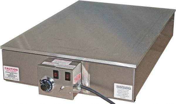 Valad Electric Heating - 24" Long x 24 Wide x 7" High, 220 Volt Hot Plate - 100 to 550°F, 1 Burner, Aluminum Plate, 2500 Watt, 11.4 Amps, 304 Stainless Steel Base - USA Tool & Supply