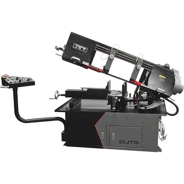 Jet - 10 x 17" Max Capacity, Semi-Automatic Variable Speed Pulley Horizontal Bandsaw - 50 to 275 SFPM Blade Speed, 230/460 Volts, 2 hp, 3 Phase - USA Tool & Supply
