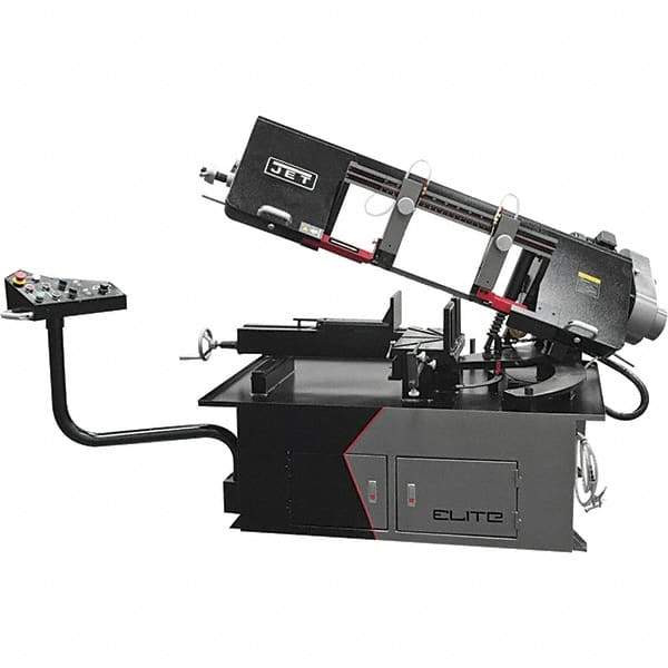 Jet - 10 x 17" Max Capacity, Semi-Automatic Variable Speed Pulley Horizontal Bandsaw - 50 to 275 SFPM Blade Speed, 230/460 Volts, 2 hp, 3 Phase - USA Tool & Supply