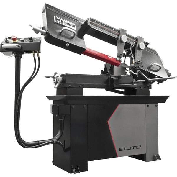 Jet - 8 x 13" Manual Horizontal Bandsaw - 1 Phase, 115/230 Volts, Variable Speed Pulley Drive - USA Tool & Supply