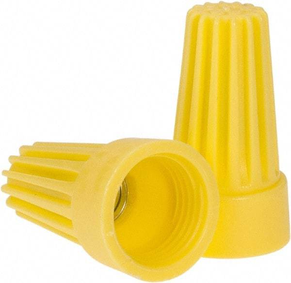 Ideal - 2, 18 to 2, 12 AWG, 600 Volt, Flame Retardant, Standard Twist on Wire Connector - Yellow, 221°F - USA Tool & Supply