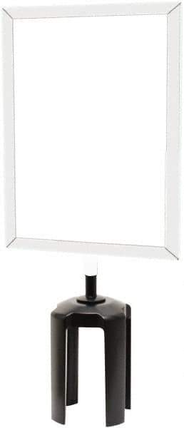 Tensator - 11" High x 7" Long x 7/8" Wide Barrier Sign Frame - Steel, Polished Chrome Finish, Chrome, Use with Tensabarrier - USA Tool & Supply