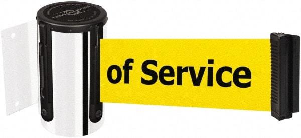 Tensator - 4" High x 2" Long x 3" Wide Barricade Tape Dispenser - Steel, Polished Chrome Finish, Chrome, Use with Tensabarrier - USA Tool & Supply