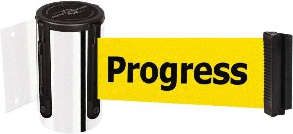 Tensator - 4" High x 2" Long x 3" Wide Barricade Tape Dispenser - Steel, Polished Chrome Finish, Chrome, Use with Tensabarrier - USA Tool & Supply