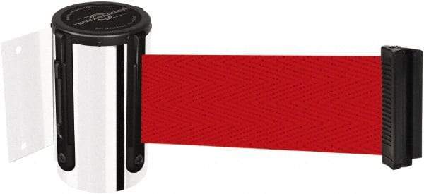 Tensator - 4" High x 2" Long x 3" Wide Barricade Tape Dispenser - Steel, Polished Chrome Finish, Chrome, Use with Tensabarrier - USA Tool & Supply