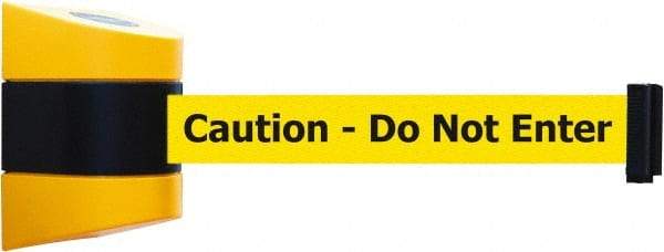 Tensator - 5" High x 3" Long x 3" Wide Barricade Tape Dispenser - Steel, Black Powdercoat Finish, Black/Yellow, Use with Tensabarrier - USA Tool & Supply