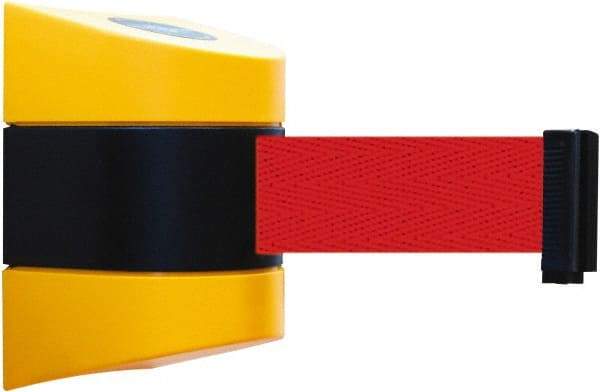 Tensator - 5" High x 3" Long x 3" Wide Barricade Tape Dispenser - Steel, Black Powdercoat Finish, Black/Yellow, Use with Tensabarrier - USA Tool & Supply