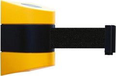 Tensator - 5" High x 3" Long x 3" Wide Barricade Tape Dispenser - Steel, Black Powdercoat Finish, Black/Yellow, Use with Tensabarrier - USA Tool & Supply