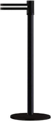 Tensator - 38" High, 2" Pole Diam, Barricade Tape Dispenser - 14" Base Diam, Round Plastic Base, Black Steel Post, 13' x 1-7/8" Tape, Single Line Tape, For Outdoor Use - USA Tool & Supply