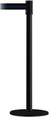 Tensator - 38" High, 2" Pole Diam, Barricade Tape Dispenser - 14" Base Diam, Round Plastic Base, Black Steel Post, 13' x 1-7/8" Tape, Single Line Tape, For Outdoor Use - USA Tool & Supply