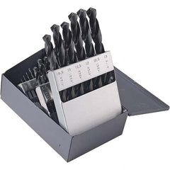 Chicago-Latrobe - 1 to 13mm, 135° Point, Oxide Finish, High Speed Steel Jobber Length Drill Bit Set - USA Tool & Supply