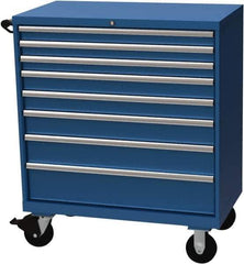 LISTA - 8 Drawer 440 Lb Capacity Steel Tool Roller Cabinet - 40-1/4" Wide x 47-3/8" High x 22-1/2" Deep, Roller Bearing Drawer Slides, Blue - USA Tool & Supply