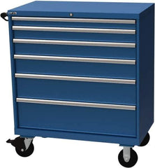 LISTA - 6 Drawer 440 Lb Capacity Steel Tool Roller Cabinet - 40-1/4" Wide x 47-3/8" High x 22-1/2" Deep, Roller Bearing Drawer Slides, Blue - USA Tool & Supply