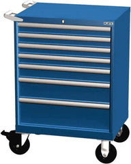 LISTA - 7 Drawer 165 Lb Capacity Steel Tool Roller Cabinet - 28-1/4" Wide x 41-1/2" High x 22-1/2" Deep, Roller Bearing Drawer Slides, Blue - USA Tool & Supply