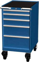 LISTA - 5 Drawer 165 Lb Capacity Steel Tool Roller Cabinet - 22-3/16" Wide x 41-1/2" High x 28-1/2" Deep, Roller Bearing Drawer Slides, Blue - USA Tool & Supply