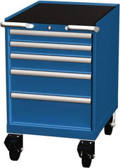 LISTA - 5 Drawer 165 Lb Capacity Steel Tool Roller Cabinet - 22-3/16" Wide x 35-1/2" High x 28-1/2" Deep, Roller Bearing Drawer Slides, Blue - USA Tool & Supply