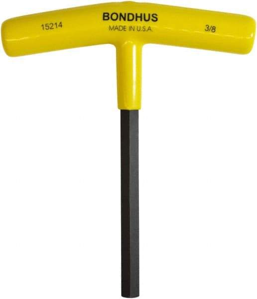 Bondhus - 3/8" Hex, T-Handle Cushion Grip, Hex Key - 6" OAL, Protanium High Torque Steel, Inch System of Measurement - USA Tool & Supply