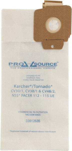 PRO-SOURCE - Meltblown Polypropylene & Paper Vacuum Bag - For Karcher/Tornado Models: CV30/1 & CV38/1 & CV48/2 Upright & NSS Pacer Models 112 - 115UE - USA Tool & Supply