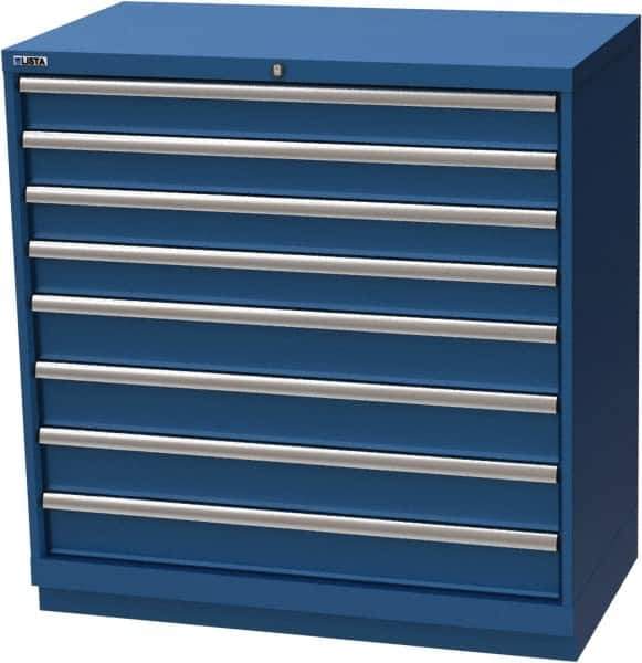 LISTA - 8 Drawer, Modular Storage Cabinet - Steel, 40-1/4" Wide x 22-1/2" Deep x 41-3/4" High, Blue - USA Tool & Supply
