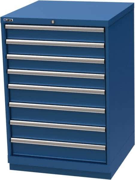 LISTA - 8 Drawer, Modular Storage Cabinet - Steel, 28-1/4" Wide x 28-1/2" Deep x 41-3/4" High, Blue - USA Tool & Supply