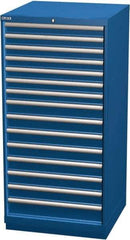 LISTA - 15 Drawer, Modular Storage Cabinet - Steel, 28-1/4" Wide x 28-1/2" Deep x 59-1/2" High, Blue - USA Tool & Supply