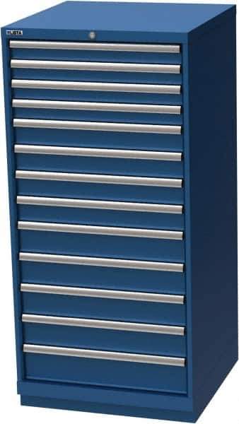 LISTA - 13 Drawer, Modular Storage Cabinet - Steel, 28-1/4" Wide x 28-1/2" Deep x 59-1/2" High, Blue - USA Tool & Supply