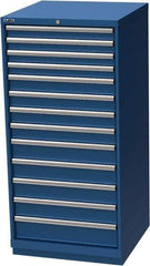 LISTA - 13 Drawer, Modular Storage Cabinet - Steel, 28-1/4" Wide x 28-1/2" Deep x 59-1/2" High, Blue - USA Tool & Supply