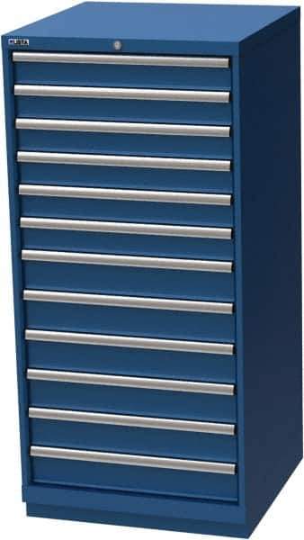 LISTA - 12 Drawer, Modular Storage Cabinet - Steel, 28-1/4" Wide x 28-1/2" Deep x 59-1/2" High, Blue - USA Tool & Supply