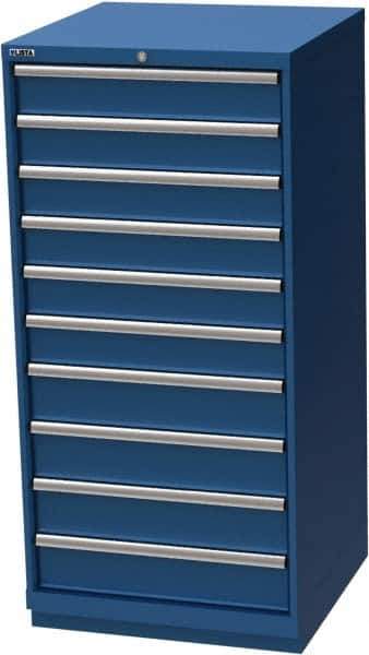 LISTA - 10 Drawer, Modular Storage Cabinet - Steel, 28-1/4" Wide x 28-1/2" Deep x 59-1/2" High, Blue - USA Tool & Supply